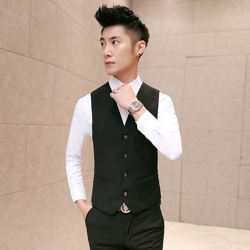 春秋季男士修身马甲韩版潮流商务休闲西装坎肩英伦背心职业马甲男