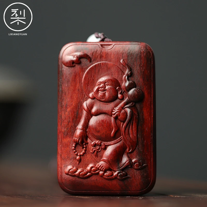 梨香院 弥勒佛无事牌 印度小叶紫檀木手上盘玩把玩物件手玩把件男