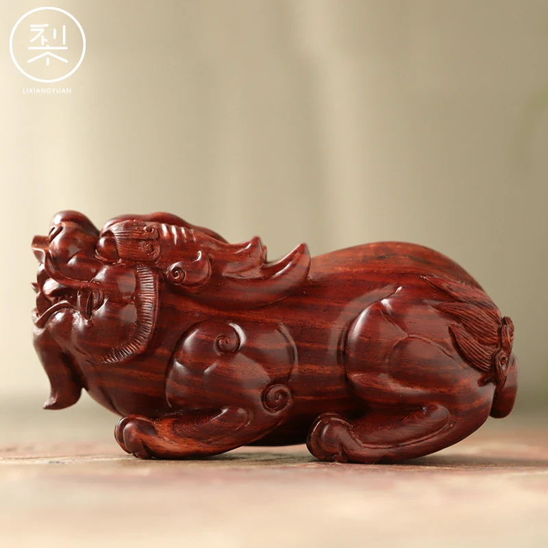 梨香院 貔貅手把件 印度小叶紫檀木雕工艺品小摆件文玩把玩物件男