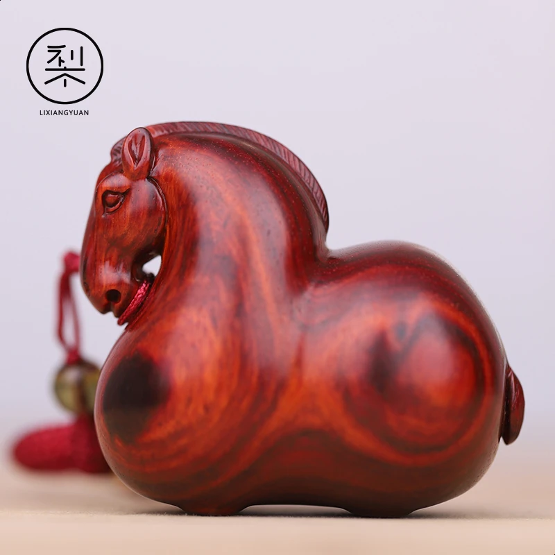 梨香院 古风唐马手把件 印度小叶紫檀文玩把玩物件手玩把件纯手工