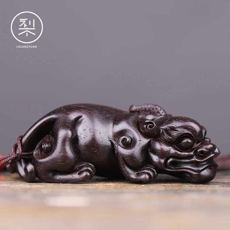 梨香院 貔貅手把件 印度小叶紫檀木手工雕刻文玩把玩物件手玩把件