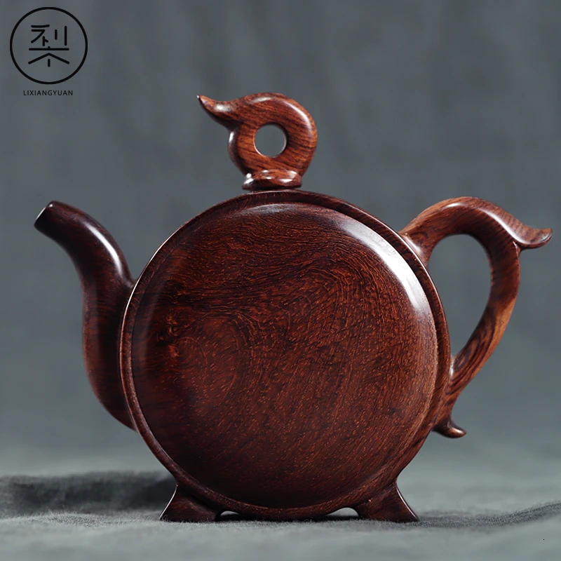 梨香院 海黄日月壶把件小摆件 正宗海南黄花梨木雕工艺品把玩物件