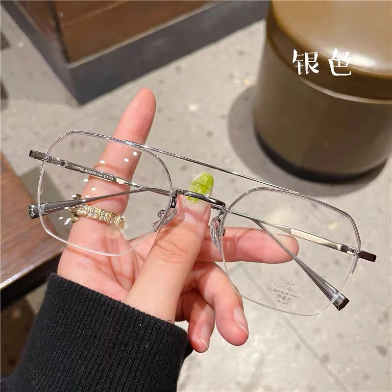 金色多边形双梁近视眼镜女可配镜片有度数韩版网红平光眼睛潮男