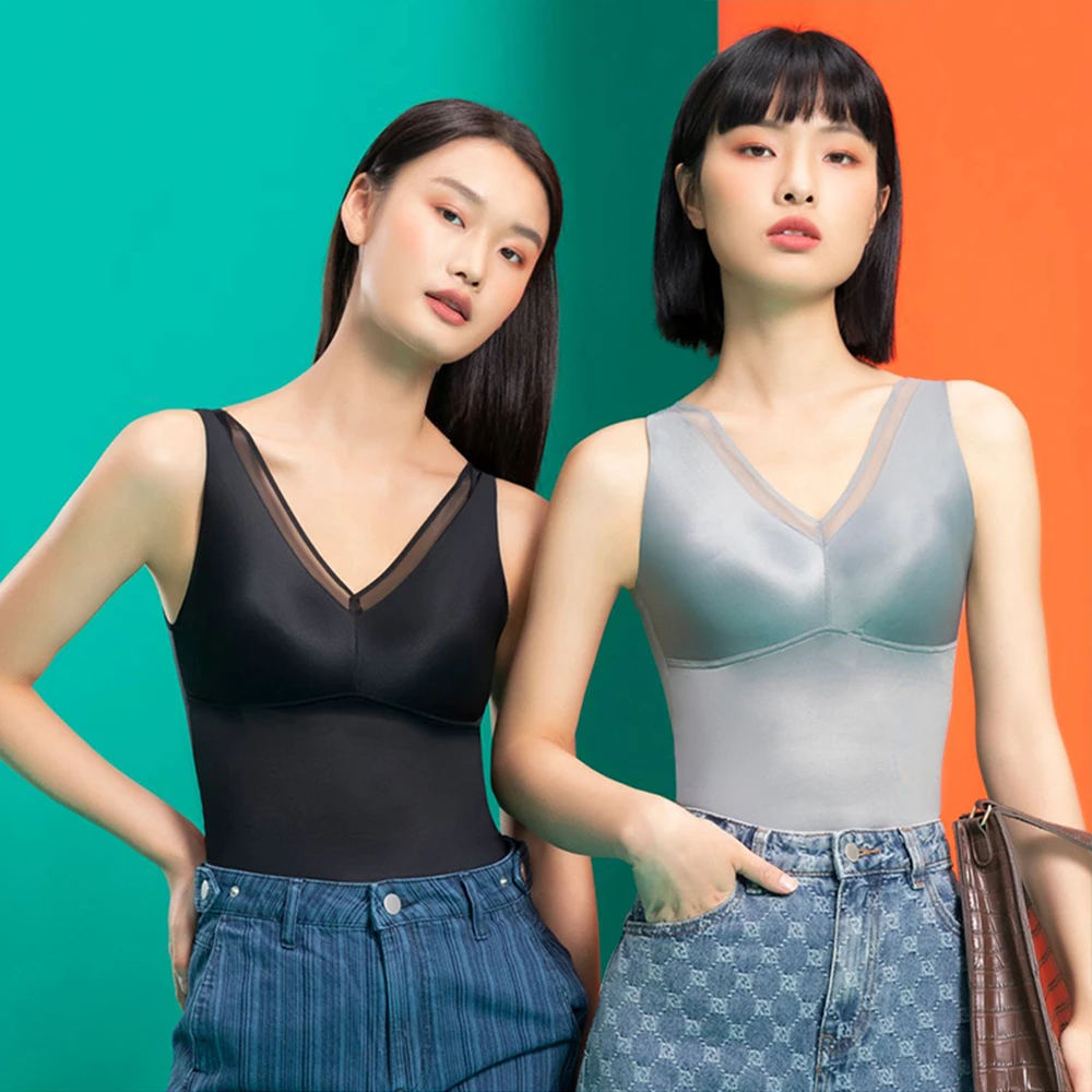 桑蚕丝夏款单层无钢圈免穿文胸乳胶薄杯聚拢美体背心美背无痕内衣