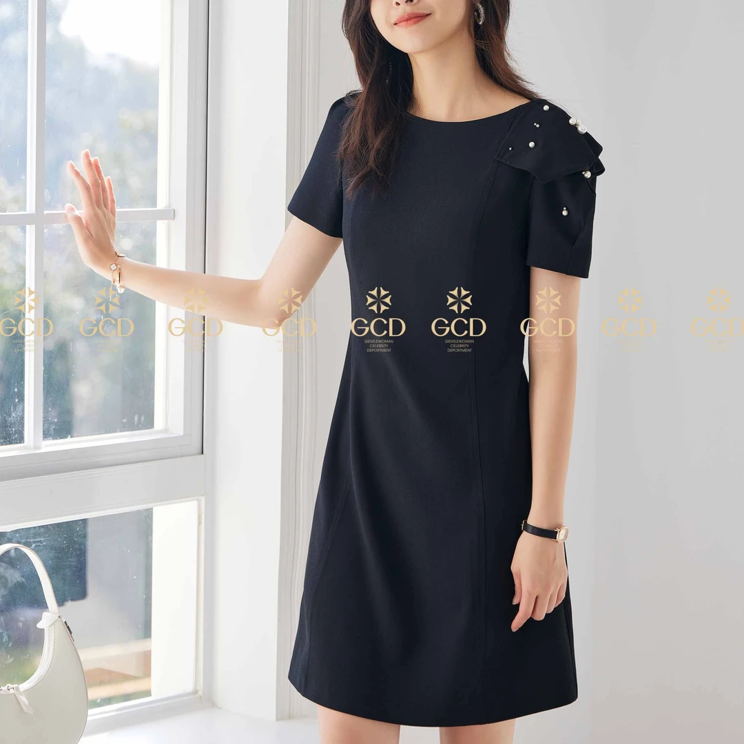 【红姐严选】新款金诗丹连衣裙夏季显瘦轻奢气质黑色裙子-22BL9128