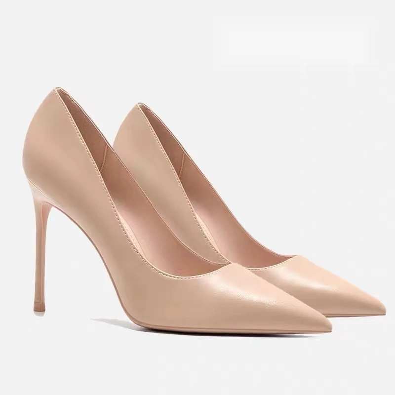 【羊皮】早春新款浅口细跟高跟鞋性感尖头舒适细跟鞋职业女细高跟鞋