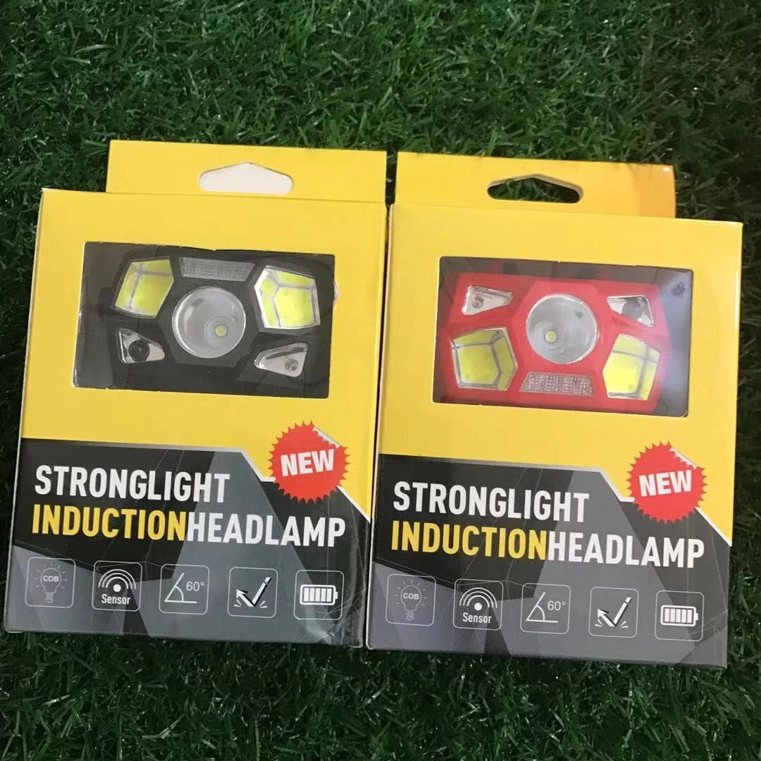 led感应头灯强光充电长续航头戴户外夜钓防水多用途工作灯手电筒