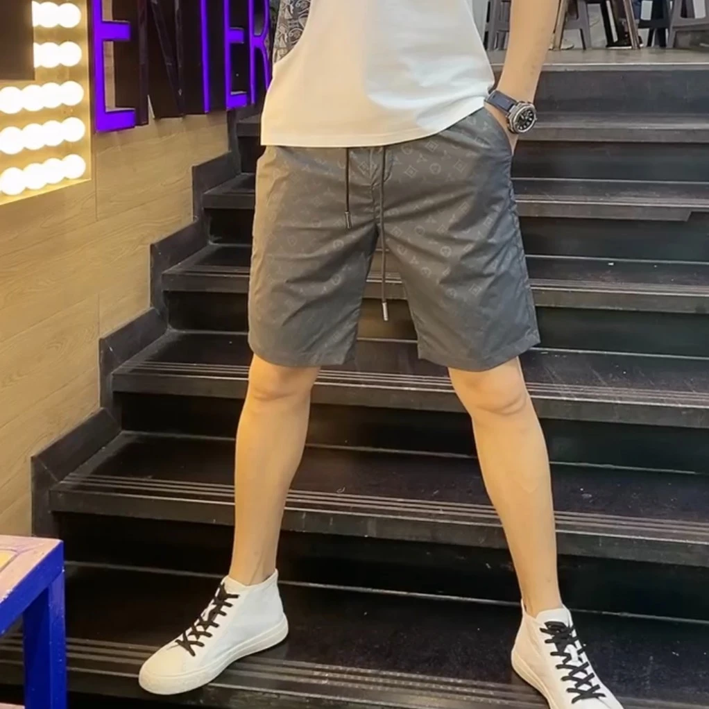男士时尚休闲休闲裤短裤夏季薄料速干简约韩版印花纯色短裤T3390