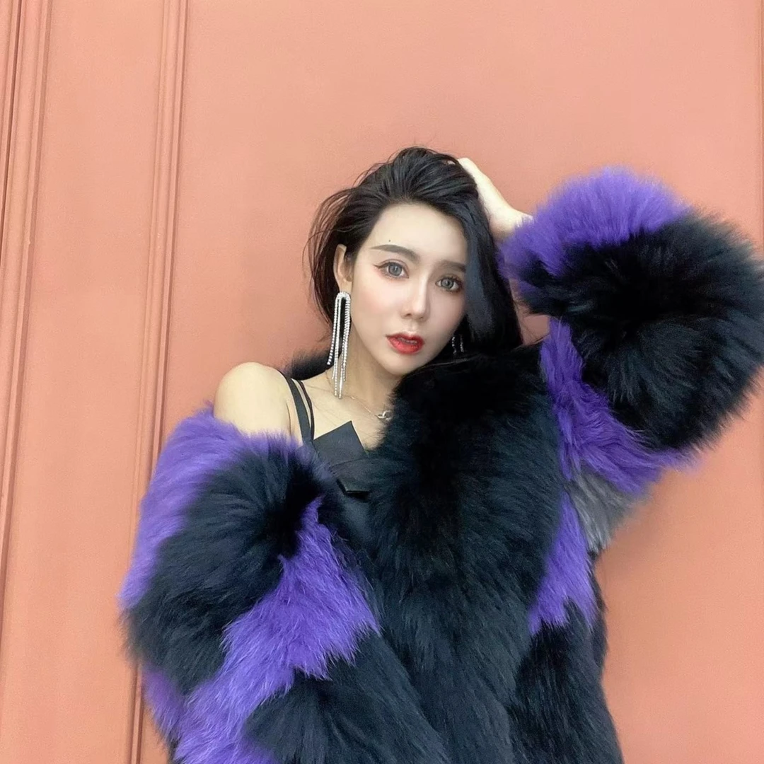 时尚狐狸毛走秀双面加密加厚款外套23889