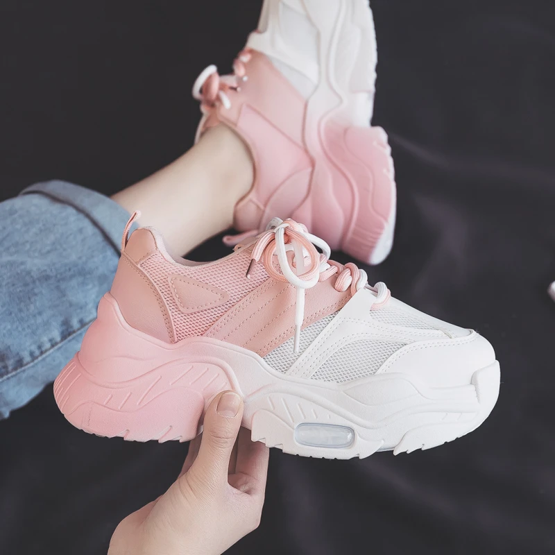 秋季多巴胺老爹鞋女款2024新款爆款秋款网面网鞋百搭厚底女鞋2209