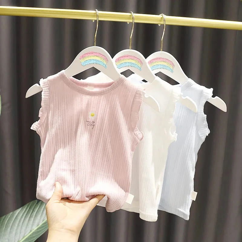 1-6岁女宝宝轻柔薄款背心T恤女婴儿童夏装新款女童洋气简约上衣潮