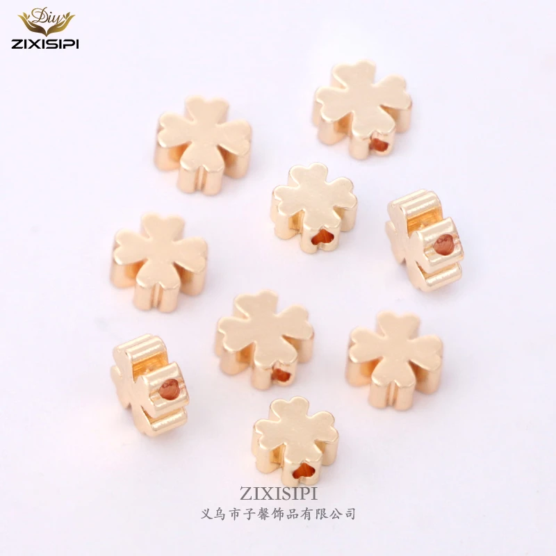 金色四叶草隔珠配件十字心形花散珠diy手工饰品材料/M0055