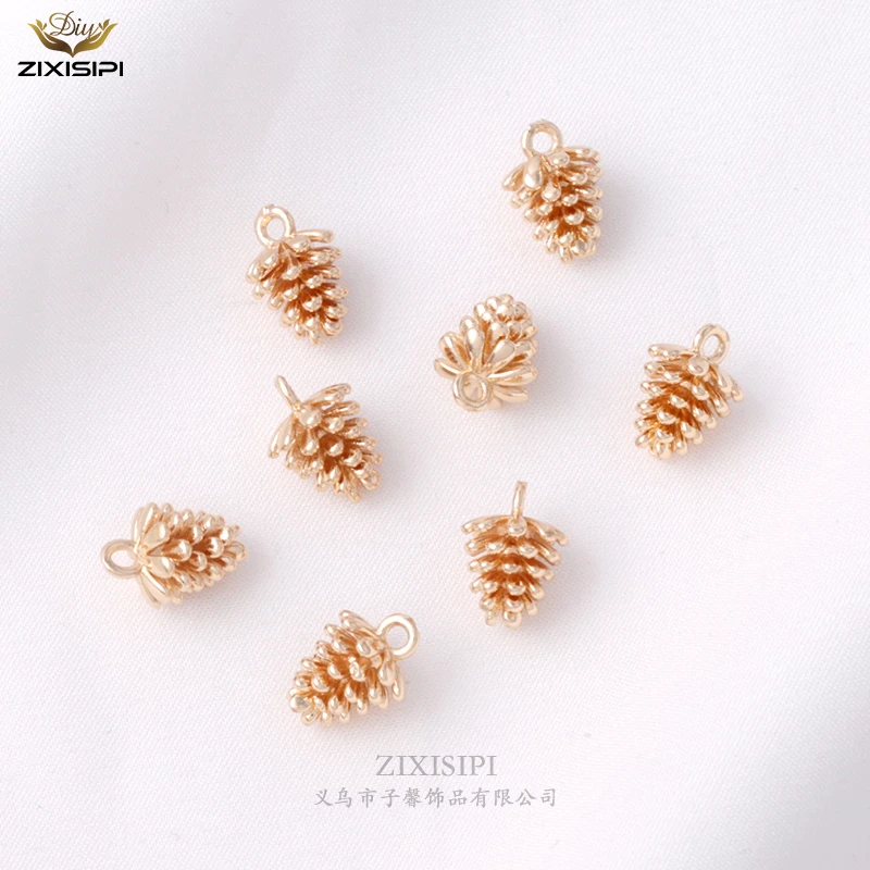 保色小吊饰小松果吊坠手工diy水晶珍珠手链饰品挂件配饰/M0098