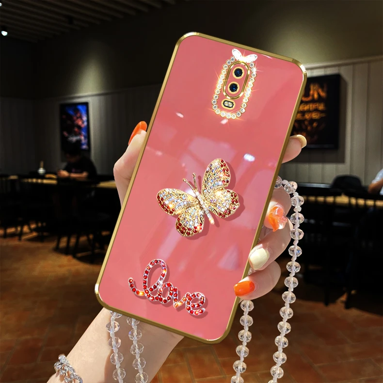 OPPO r17手机壳镶钻PBEM00/PBET00防摔保护套带链子女款新品网红