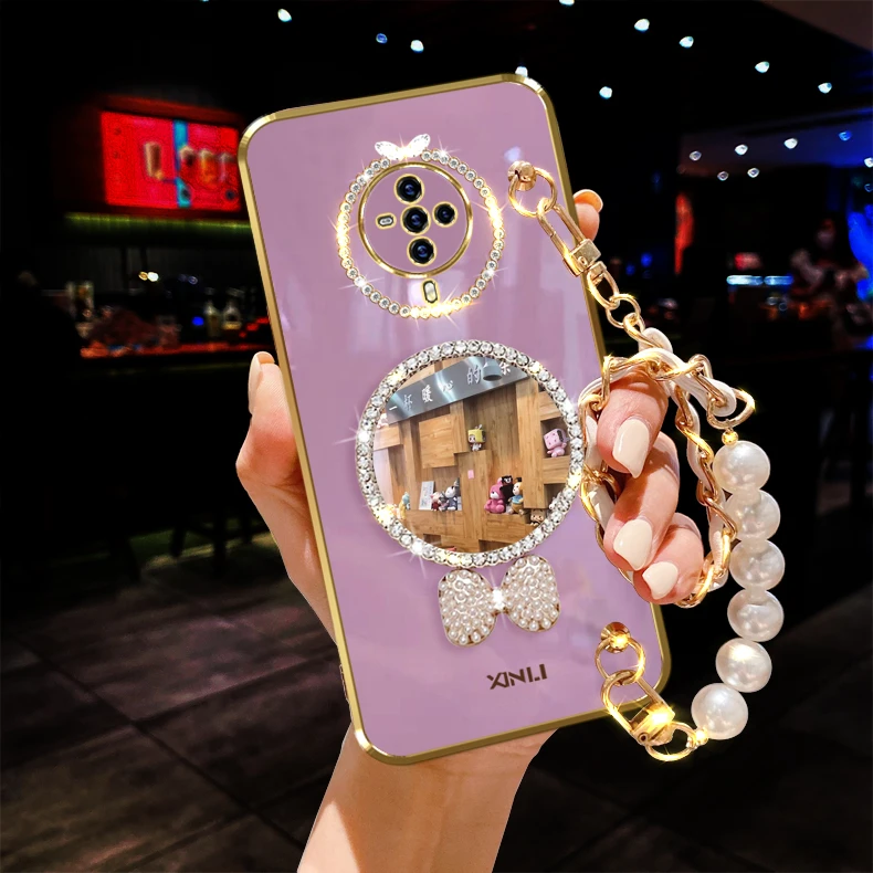 vivo s6手机壳补化妆镜子奢华V1962A闪镶钻女神款软胶防摔保护套