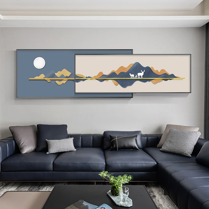 【山海之韵】现代简约叠加挂画立体晶瓷画抽象沙发客厅叠层装饰画