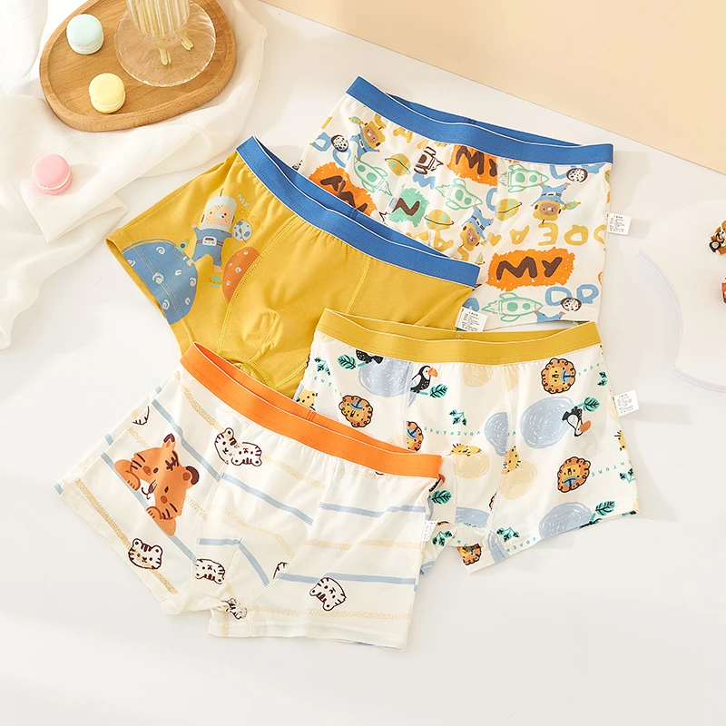 【小风子老板娘】莫代尔男童女童内裤4条装中大童小童平角四角裤