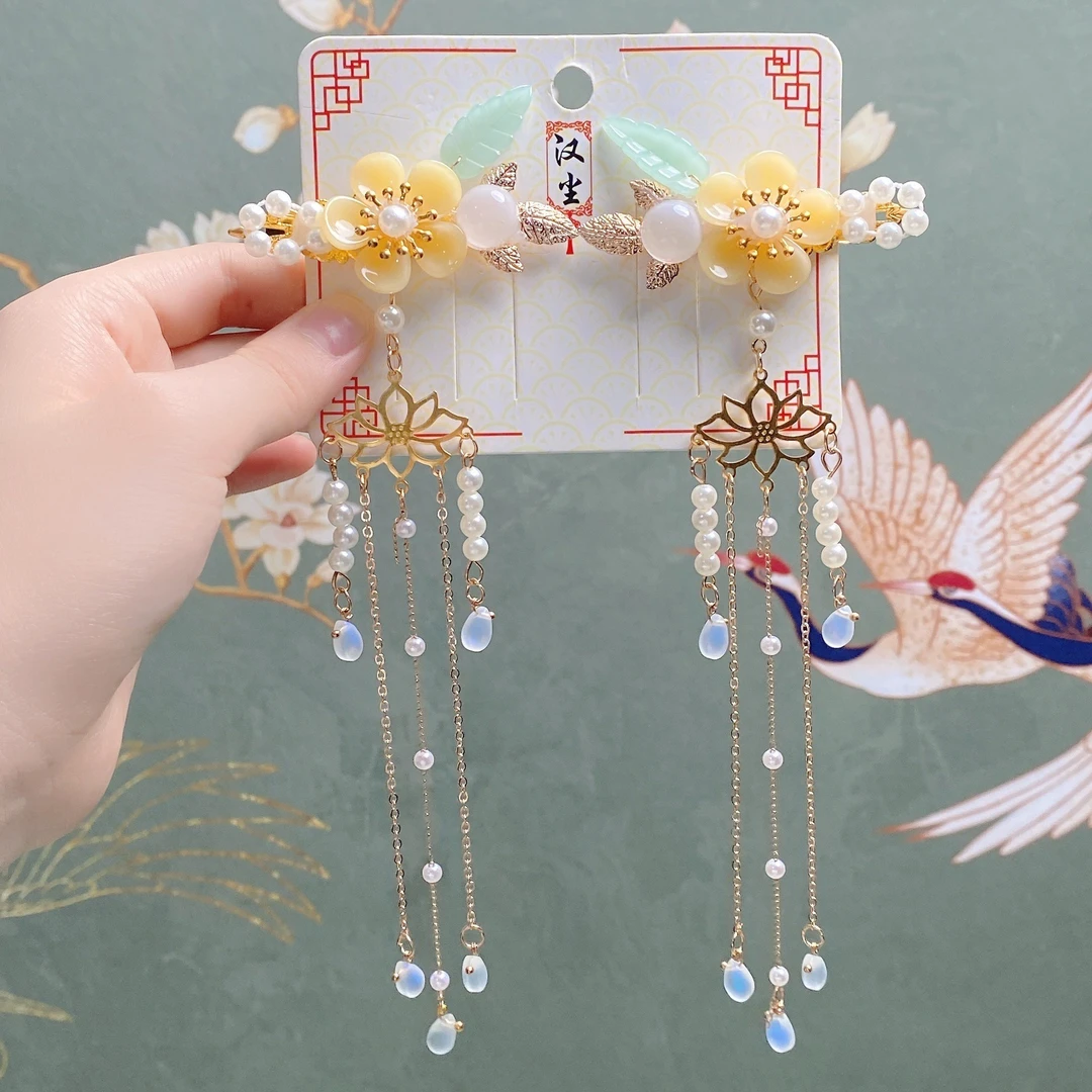 古风发饰汉服头饰中国风复古发夹步摇流苏对夹可爱女童发卡