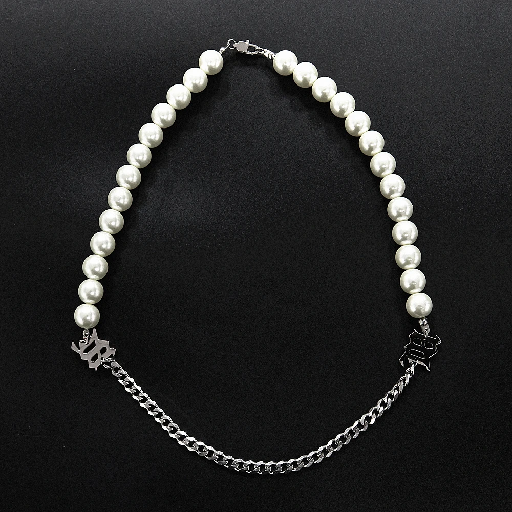 钛钢项链 气质字母钛钢链条拼接choker锁骨链蹦迪嘻哈复古百搭