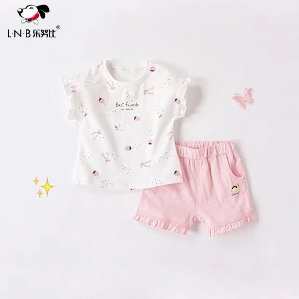 夏款印花短袖套装女宝小童幼儿女童婴儿T恤宝宝夏季1-3岁薄款洋气