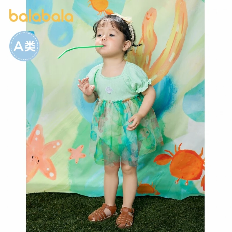 巴拉巴拉婴儿衣服新生儿包屁衣女宝宝爬爬服儿童女童夏款休闲洋气
