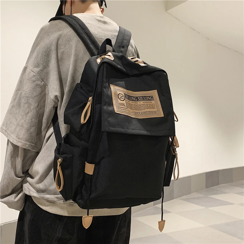 大容量初中书包男韩版原宿ulzzang 高中大学生背包潮酷双肩包女夏