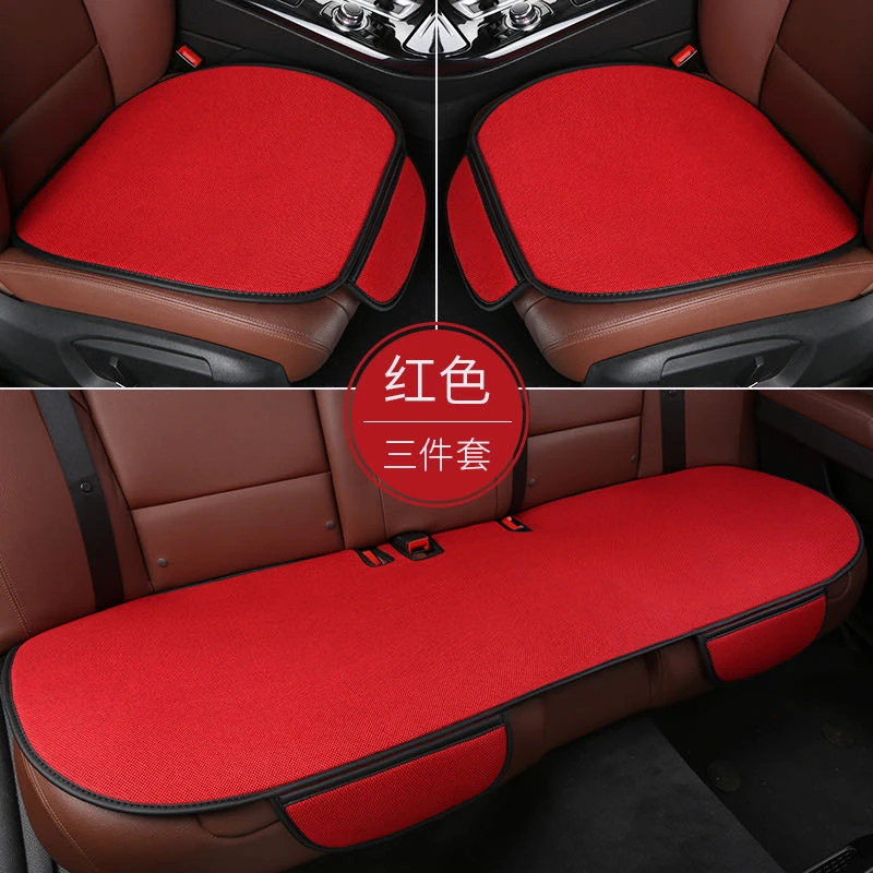 汽车坐垫四季通用新款亚麻三件套防滑五座汽车坐垫