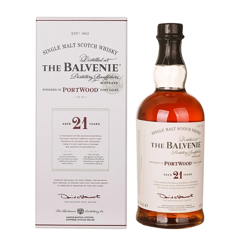 Balvenie百富 21年波特桶陈酿单一麦芽苏格兰威士忌洋酒礼盒700ml
