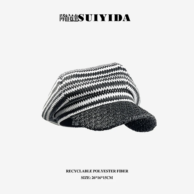 SUIYIDA/隋宜达黑白纹六角帽 气质时尚 时尚设计师春夏新款