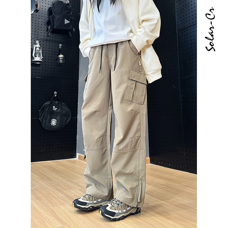 2025春季新款美式复古工装裤男宽松直筒多口袋百搭休闲长裤潮裤子