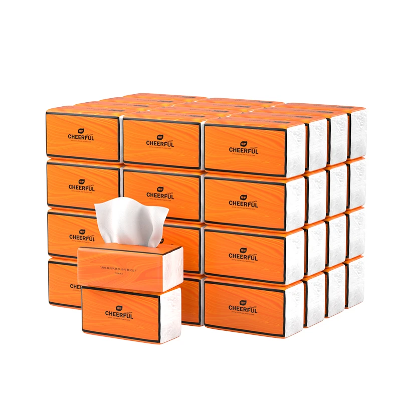 植护气垫纸巾悦色橙抽纸原木压花家用餐巾纸大包实惠装