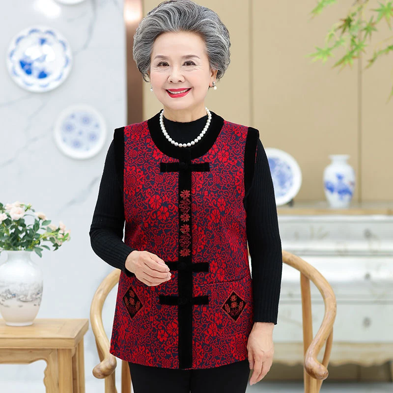 中老年人女装春秋马甲60-70岁80老老太太妈妈上衣服奶奶背心马夹