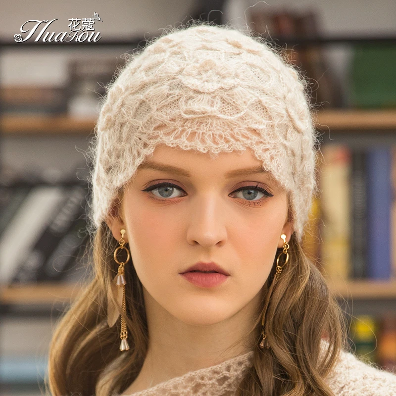 花蔻手工复古贝雷帽冷帽秋冬季大头围针织编织帽子2024年爆款女士