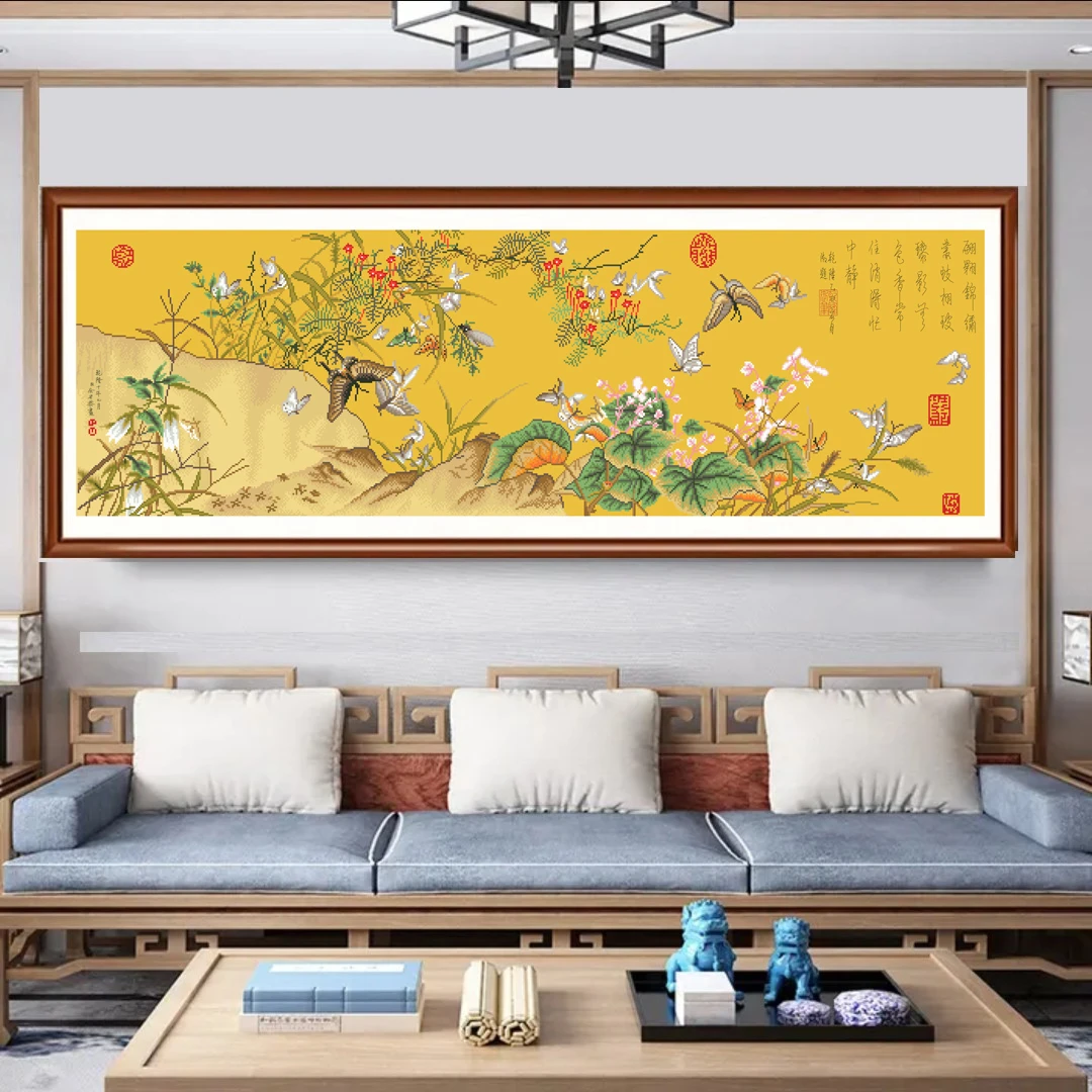 【宠粉福利】爱阁十字绣 郎世宁百蝶图 手工名画风景画 中国风
