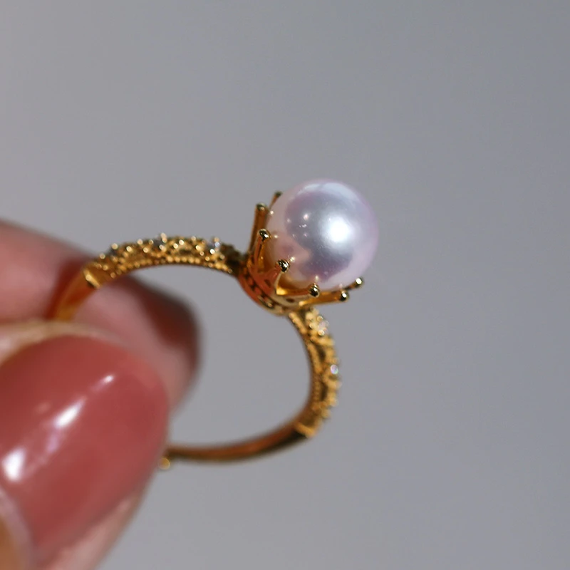 Lonel/洛奈925银 7-7.5海水珍珠Akoya 正圆 戒指DYSJ08127