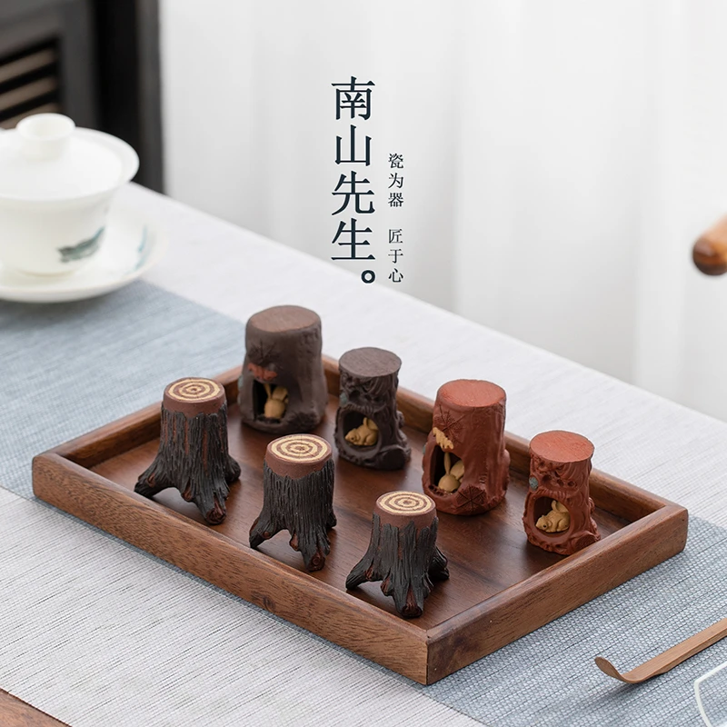 南山先生 树桩茶宠盖托 摆件创意装饰茶具配件中式茶道茶宠家用