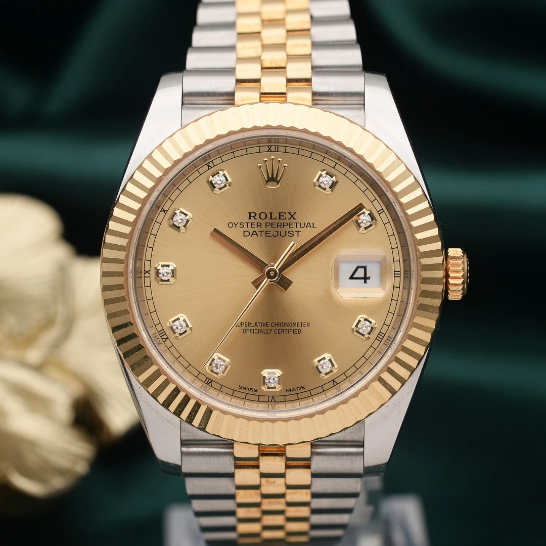 99新 Rolex/劳力士 爱换名表日志型126333间黄金金盘镶钻41mm单表