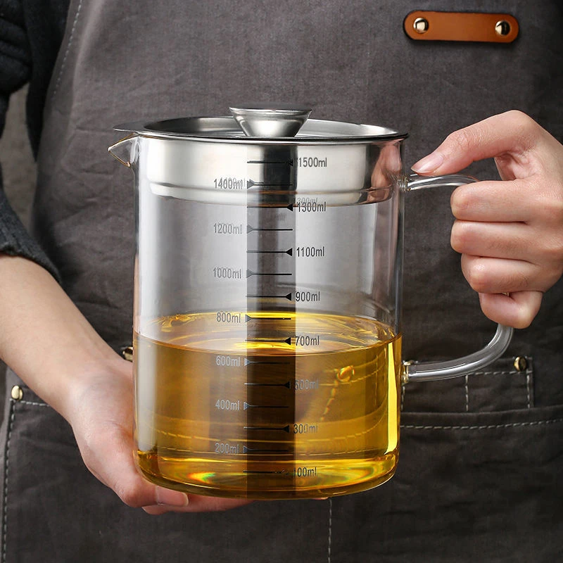 滤油壶玻璃带过滤网大容量厨房储油罐家用猪油罐过滤油渣滤油神器