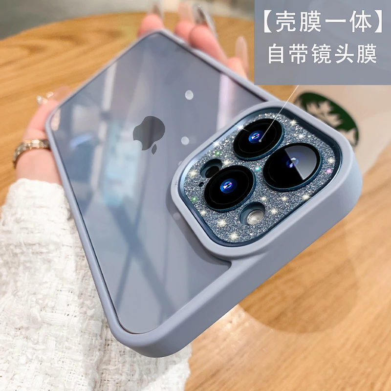 苹果13手机壳带镜头膜13pro透明全包防摔高级感女款12网红潮牌