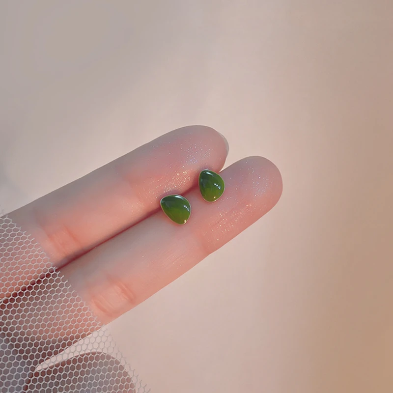 CUOOYINO/初影 925银耳饰 【牛油果】绿色小众设计感耳钉女百搭耳环