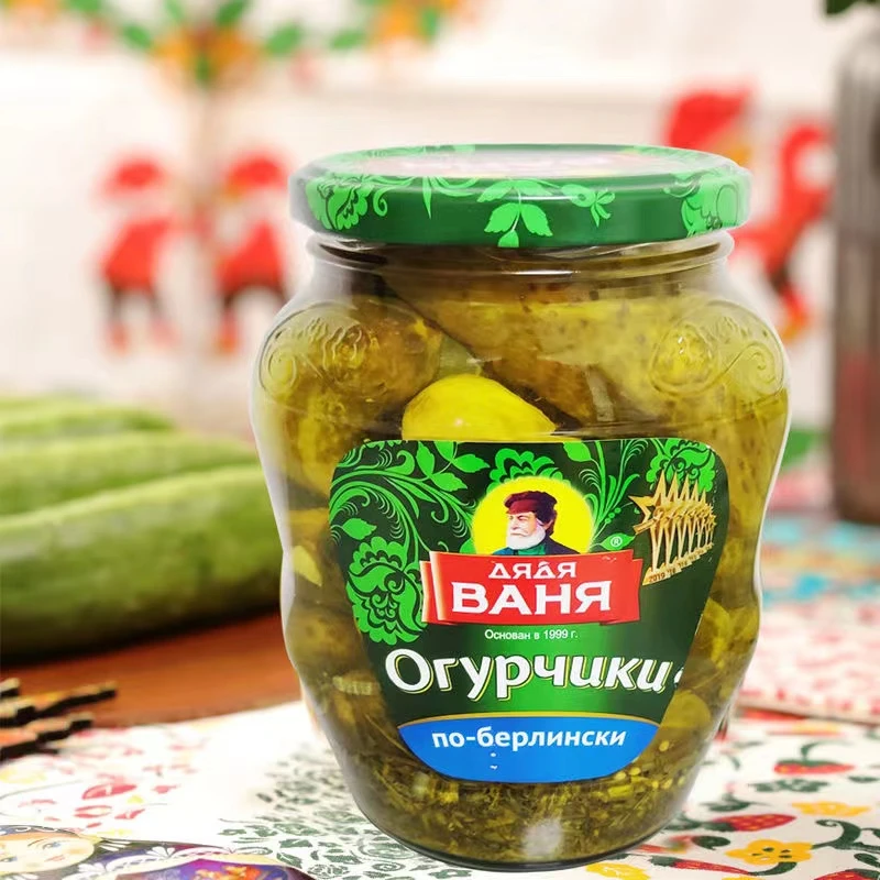 俄罗斯进口瓶装瓦尼亚老爹清脆酸黄瓜（腌渍蔬菜）680g
