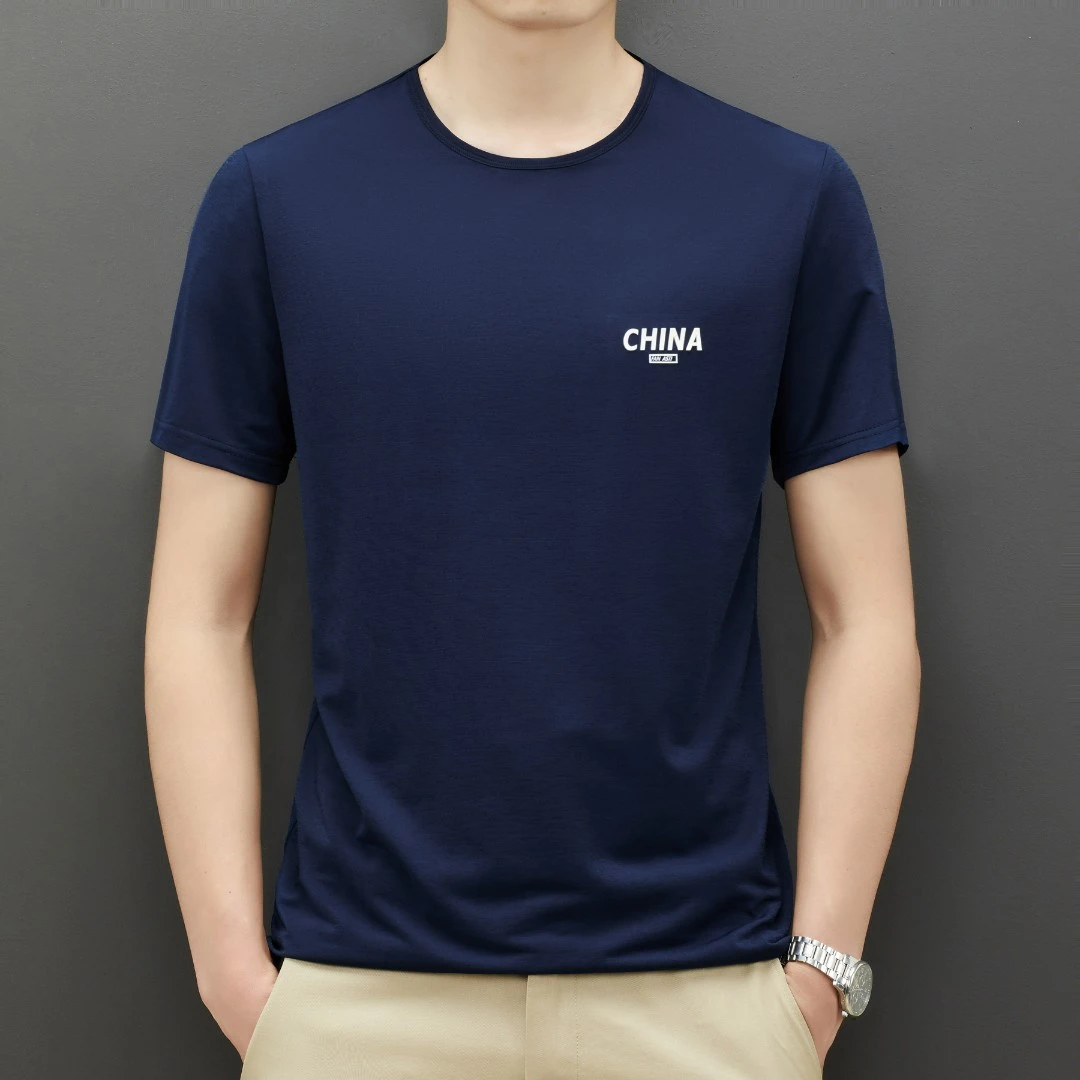 FANUMENG/法奴蒙【9800】夏季必备冰丝男士圆领轻薄简约百搭短袖T