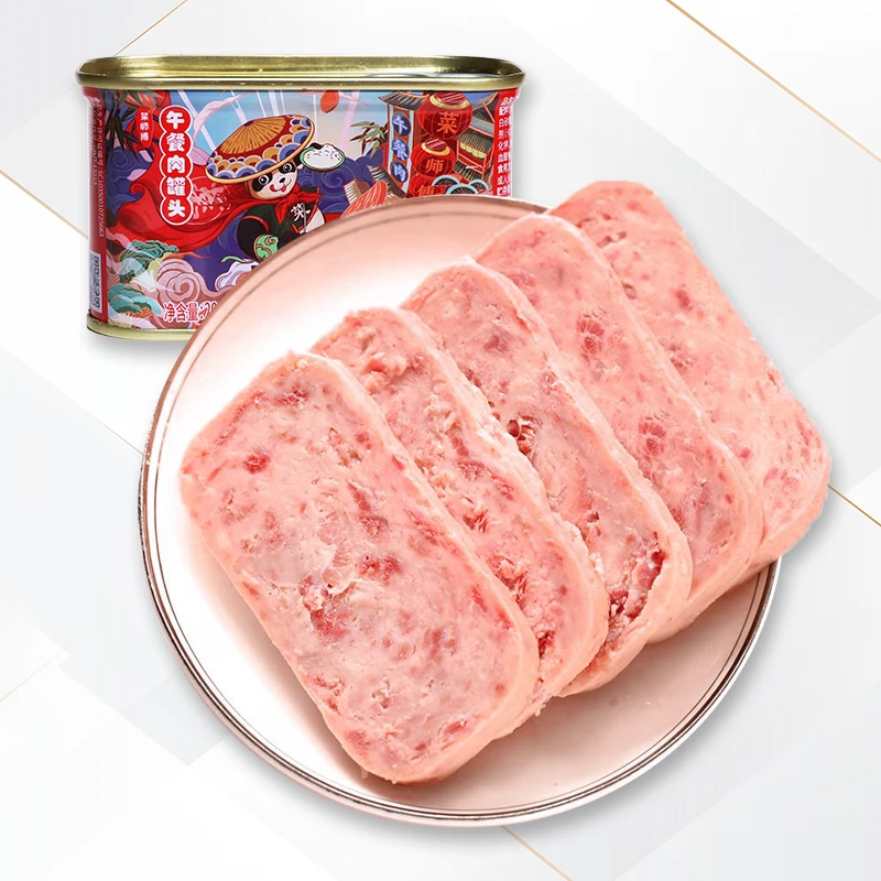 菜师傅精品午餐肉罐头200g开罐即食火锅早餐泡面搭档大粒猪肉可见