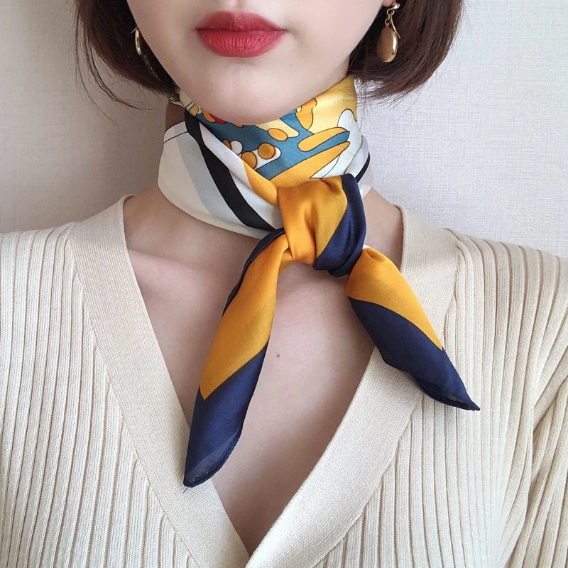 70x70春秋季新款丝巾女小方巾职业领巾韩国潮护颈围巾防晒围脖子