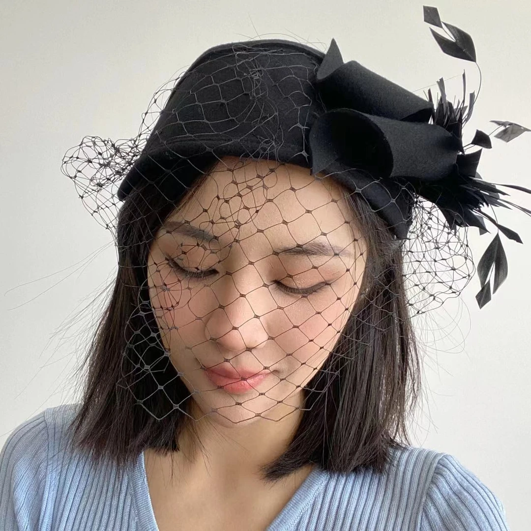 “心动的红”花花网纱头饰 美美585