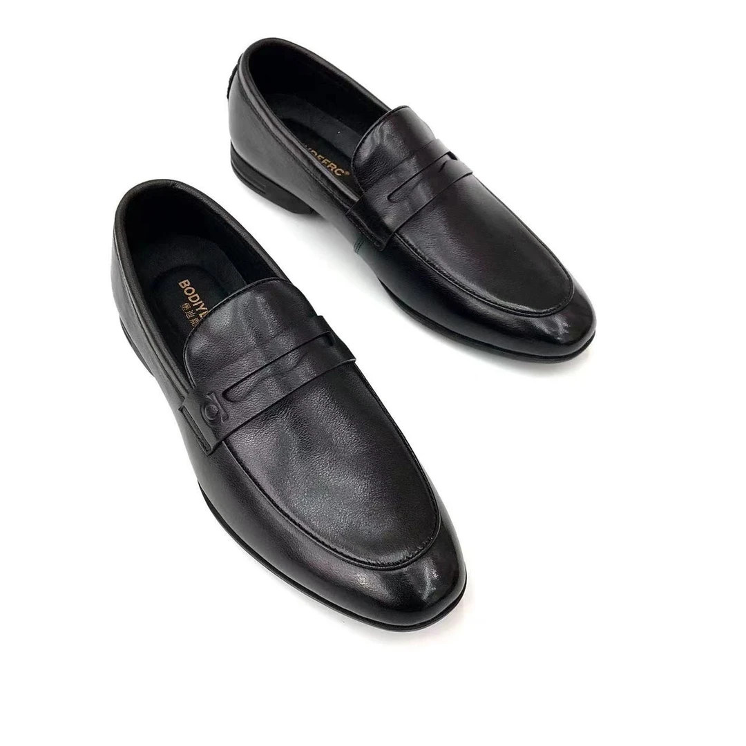 时尚潮流休闲软底软面一脚蹬男士百搭乐福鞋四季真皮男鞋豆豆鞋