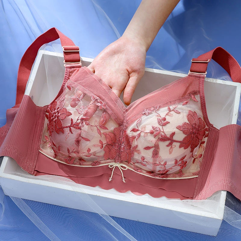 【文胸套装】大胸显小超薄大码文胸夏聚拢内衣收副乳防下垂无钢圈