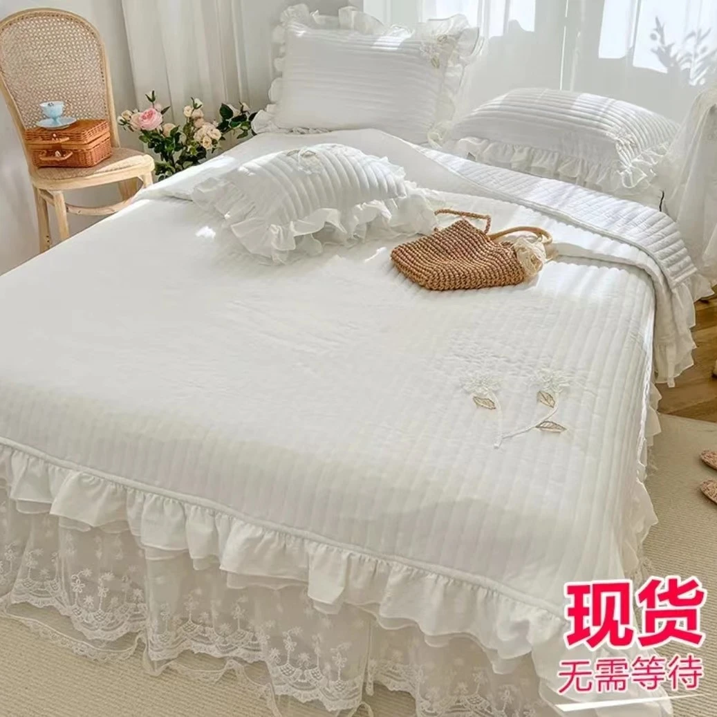 【纯手工订花】高端仙女全棉床盖榻榻米夹棉绗缝纯棉四季通用加厚
