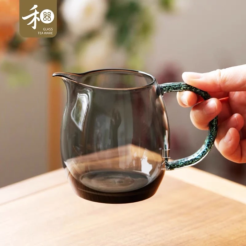 禾器公道杯烟灰澄然茶海绮彩玻璃公杯单个耐热分茶器带把带把公杯