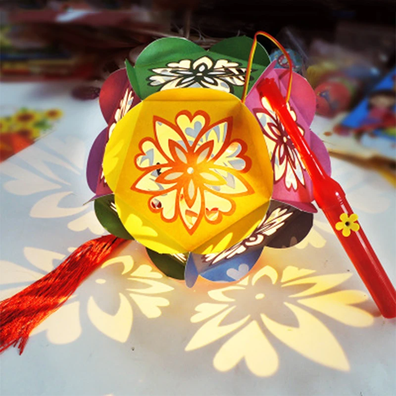 中秋节非遗彩球灯笼diy材料包 幼儿园小学生镂空发光手工花灯灯谜